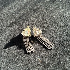 Vogue Silver Crystal Tassel Earrings